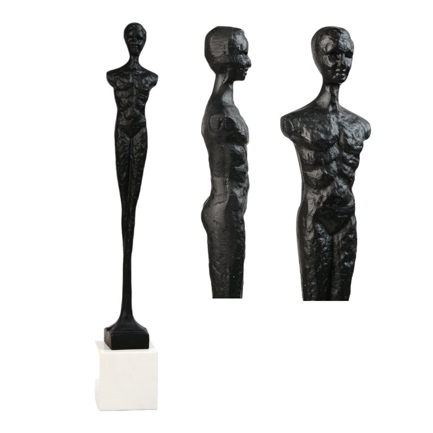 Nowoczesna Rzeźba Dekoracyjna Wysoka 46cm - Czarny Metal Figurka Mężczyzny