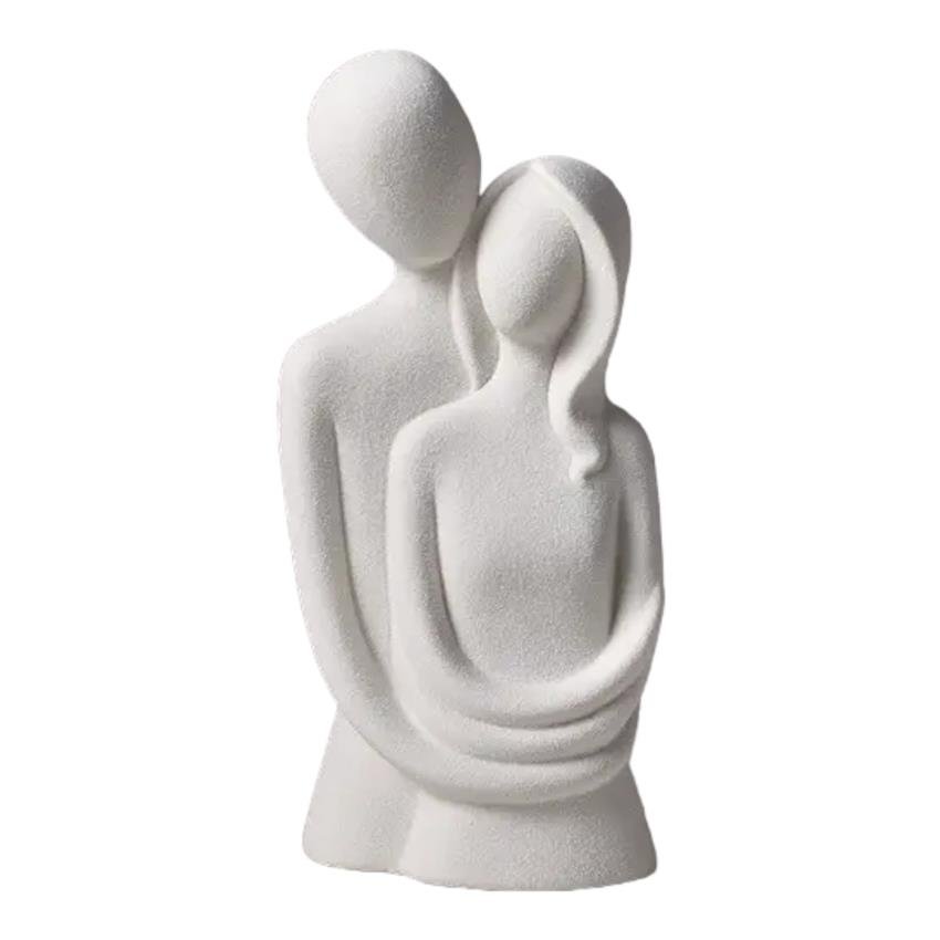 Figurka Ceramiczna Dekoracyjna Para Zakochanych - Biała 21cm