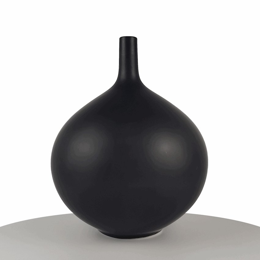 Czarny Wazon Dekoracyjny Ceramiczny Sevilla - 24cm Matowy