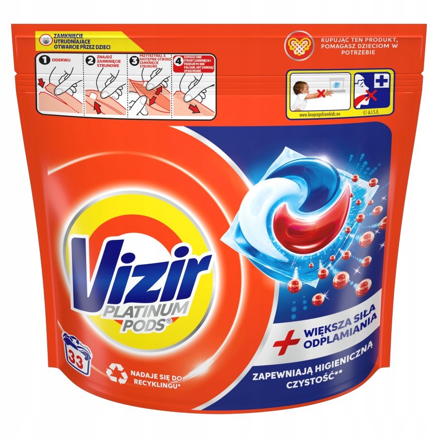 Vizir Platinum PODS Kapsułki do prania + moc usuwania plam, 33 prań
