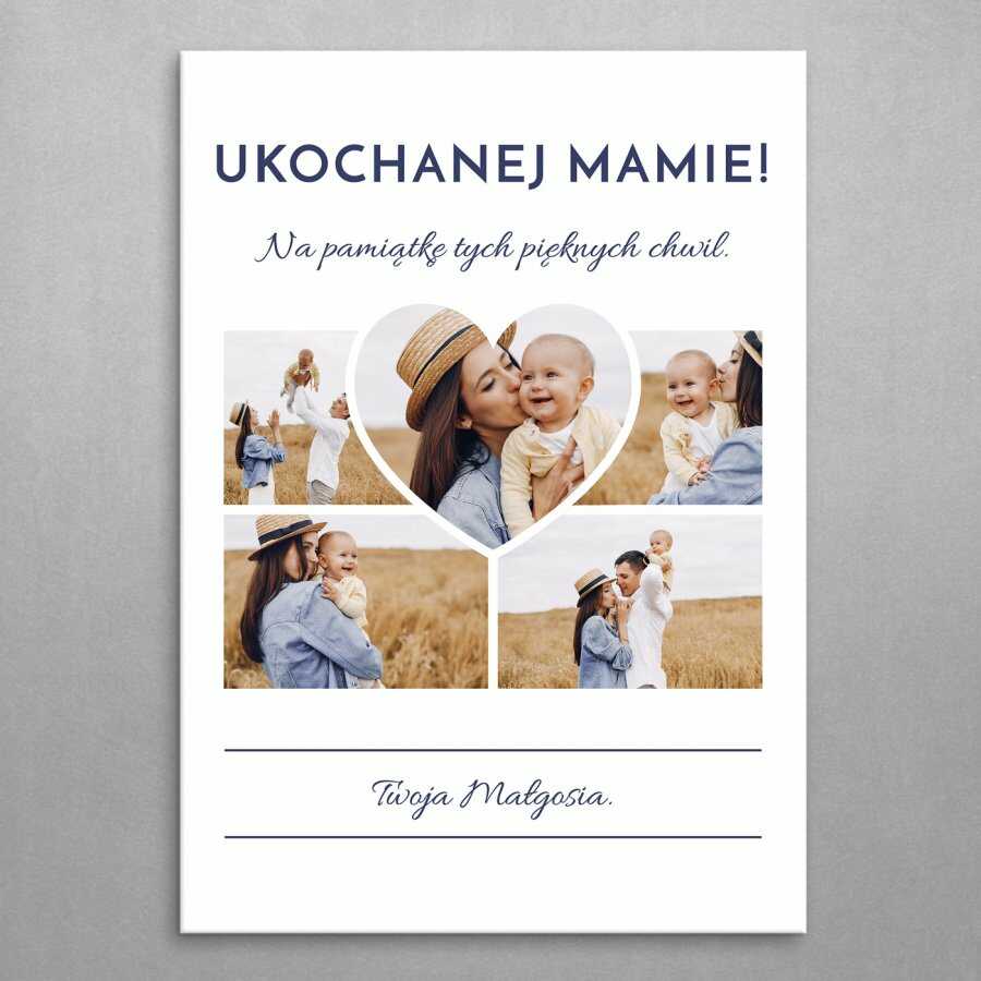 Plakat metalowy personalizowany M z kolażem zdjęć dla mamy