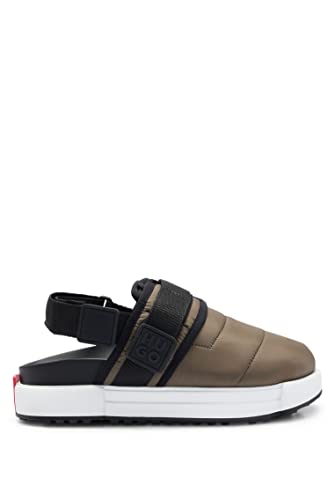 HUGO Delmar sandały męskie z watowanej tkaniny z zamkniętą częścią palców i paskiem na kostkę rozmiar, zielony, 41 EU