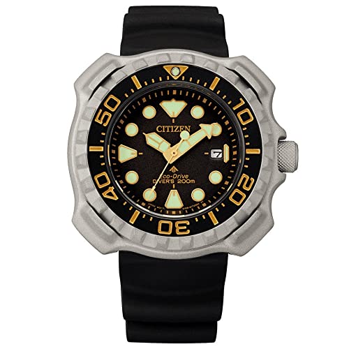 Citizen Męski analogowy zegarek na rękę Eco-Drive z gumową taśmą Promaster Marine, czarny/szary, Rozmiar uniwersalny, Pasek