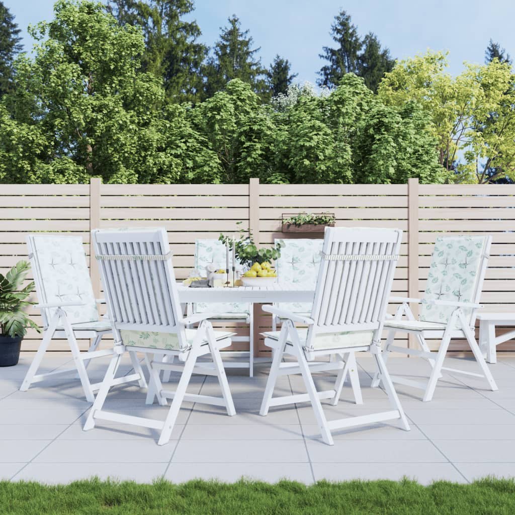 Poduszki na krzesła ogrodowe, 6 szt., wzór w liście, tkanina