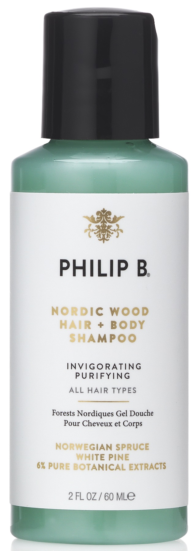 Philip B Nordic Wood One Step Shampoo 60ml - żel do mycia ciała i włosów 60 ml