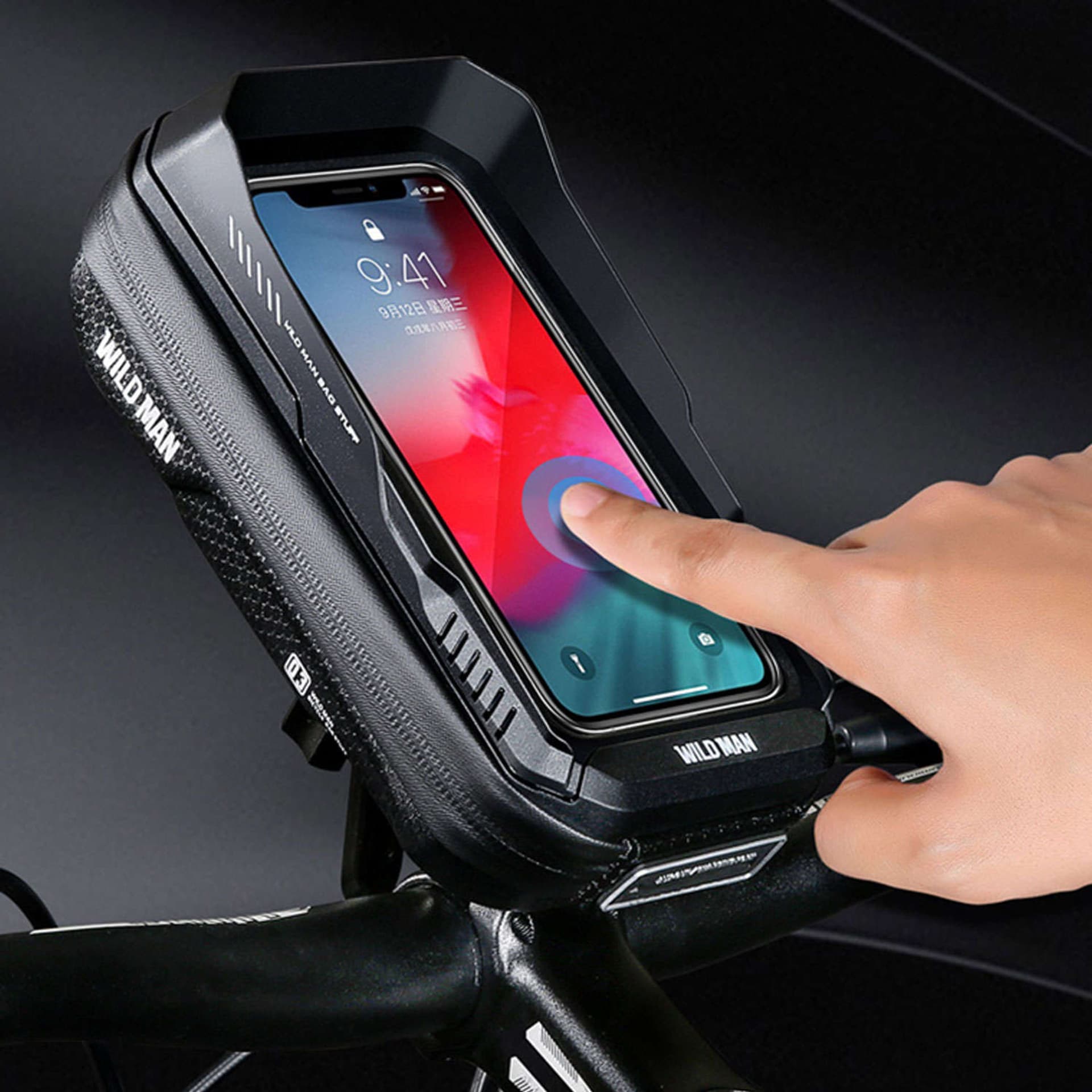 Etui torba wodoodporna sakwa na rower Wildman XT3X uchwyt rowerowy na telefon 6.8 cali na kierownicę 0.5L czarny
