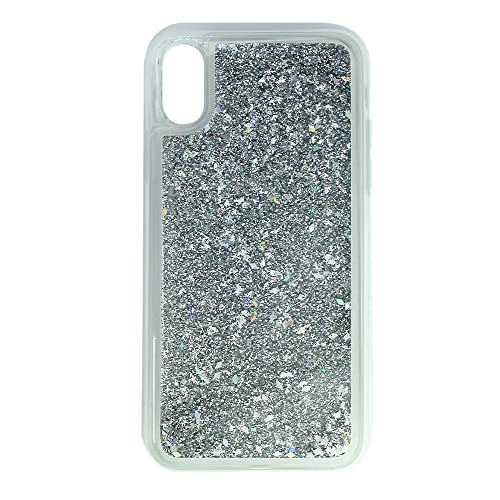 Babaco Etui na telefon iPhone X/XS płynny efekt brokatu, srebrne