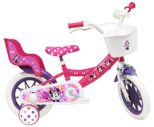 ATLAS Rower dziecięcy Disney 12' Minnie wyposażony w 1 dziewczęcy hamulec Mickey-1hamulca, różowy