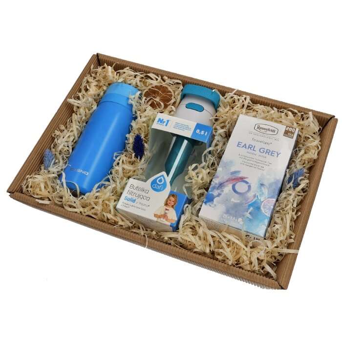 Zestaw prezentowy Dafi - Butelka filtrująca, butelka termiczna i herbata Earl Grey