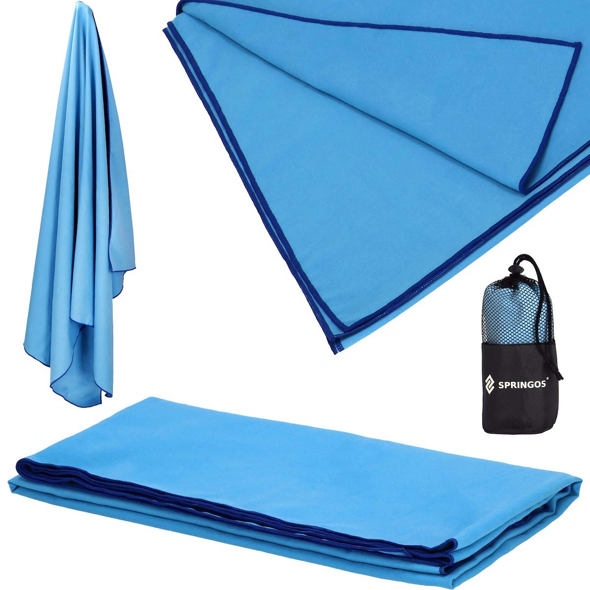 Фото - Рушник Springos Ręcznik plażowy szybkoschnący 180x90 cm z mikrofibry niebieski 