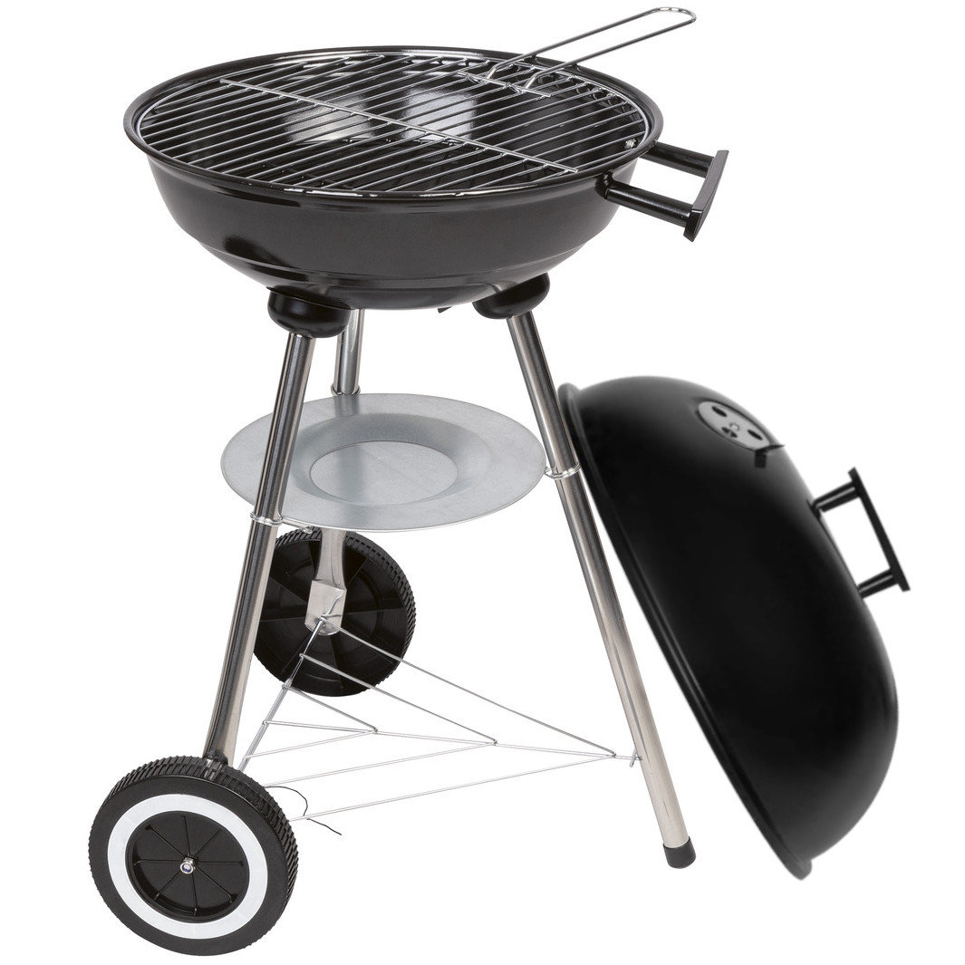 Grill węglowy kulisty z pokrywą BBQ chromowany ruszt 37cm