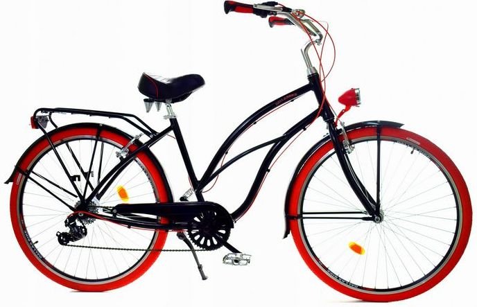 Dallas Bike Cruiser 7spd Alu 28 cali Damski Czarny z czerwonym