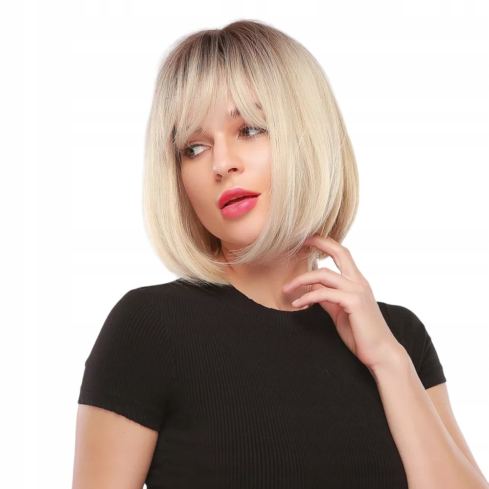 Peruka Blond Odrost Bob Peruki Damskie Włosy