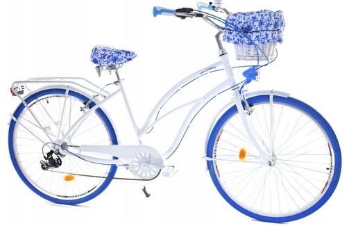 Dallas Bike Cruiser 7Spd Alu 28 cali Damski Biały z niebieskim