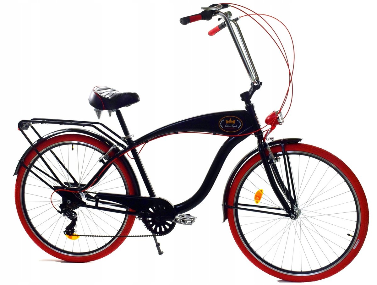 Dallas Bike Cruiser 7spd GE 28 cali Męski Czarny z czerwonym