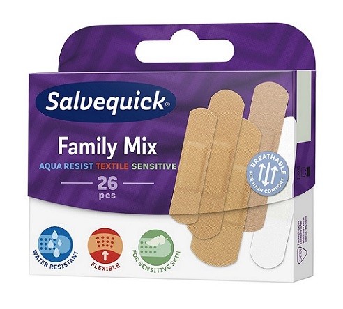 Salvequick PLASTRY OPATRUNKOWE FAMILY MIX 26SZT.