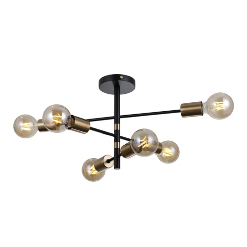 Metalowa lampa sufitowa Piansi PND-4025-6-BL-HBR Italux molecular mosiądz
