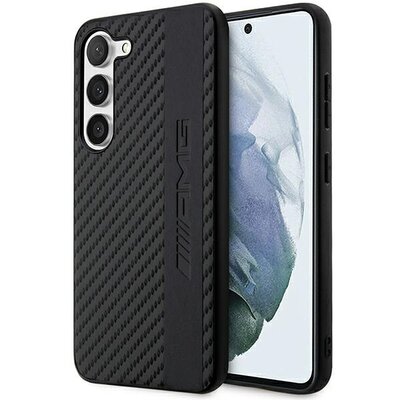 AMG nakładka do Samsung Galaxy S23 AMHCS23SBLSCA czarna hardcase PU Carbon Grey Stripe & Embossed Logo