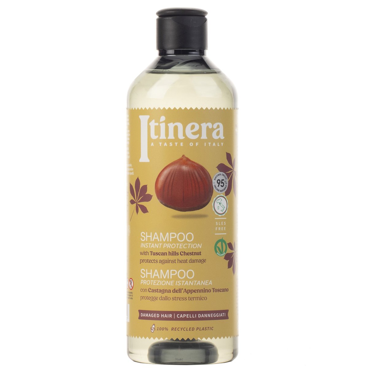 Itinera, Szampon do włosów zniszczonych z kasztanem z toskańskich wzgórz, 95% naturalnych składników, 3x370 ml