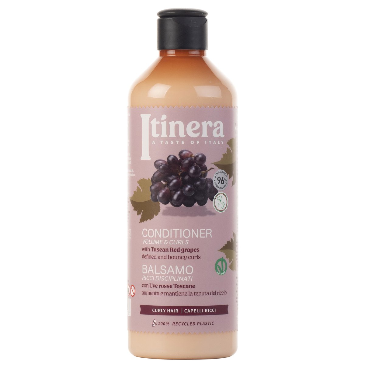 Itinera, Odżywka do włosów kręconych z toskańskimi czerwonymi winogronami, 96% naturalnych składników, 4x370 ml