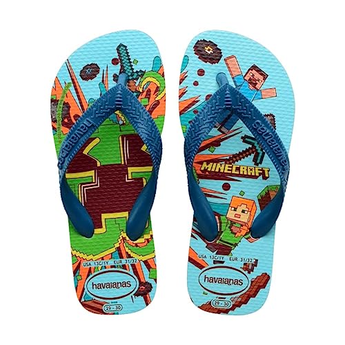 Havaianas Kids Minecraft White Blue Comfy, japonki męskie, 45/47 EU, Biały Niebieski Wygodne