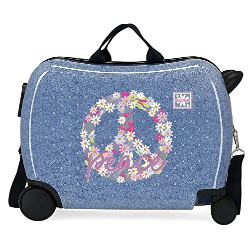 Roll Road Peace Walizka dziecięca Niebieski 50x39x20 cms Twarde ABS Zamknięcie szyfrowe boczne 38L 1,8 kg 4 Koła Podwójne Bagaż Ręczny, niebieski, Talla única, walizka dziecięca