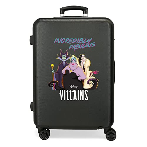 Disney Villains Incredibly Fabulous Średnia walizka Czarny 46x65x23 cms Sztywne zapięcie z boku 56L 3kg 4 koła Podwójne, czarny, Talla única, średnia walizka