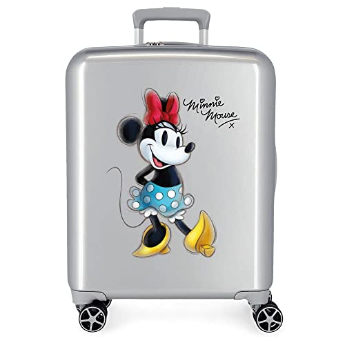 Disney 100 Minnie Joyful Walizka kabinowa Szary 40x55x20 cms Twarde ABS Zamknięcie TSA Wbudowany 38,4l 2 kg 4 koła Podwójne Bagaż Ręczny, Szary, Talla única, Walizka kabinowa