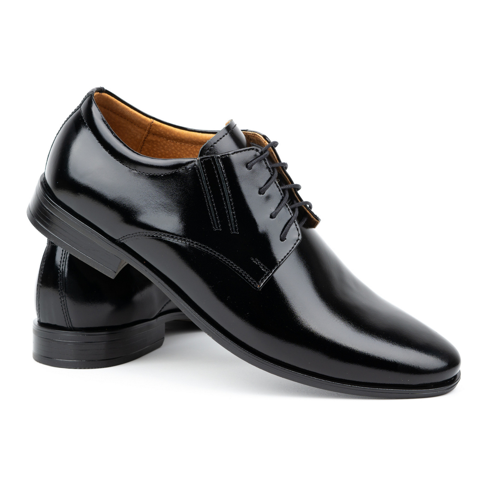 Buty meskie skórzane wizytowe lakierki 480 czarne - Buty Olivier