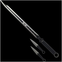 ZESTAW MIECZ TRENINGOWY NINJA Z POCHWĄ 68 CM ORAZ 2 NOŻE DO RZUCANIA FM-644D