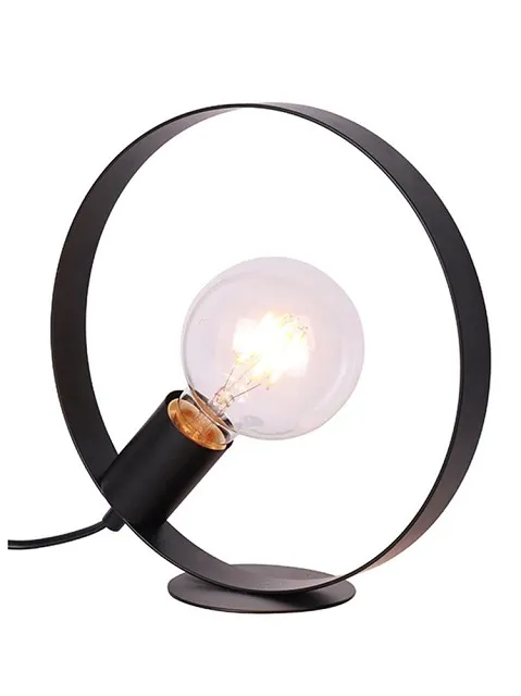 Czarna lampa stołowa metalowe koło - V057 S2-E49