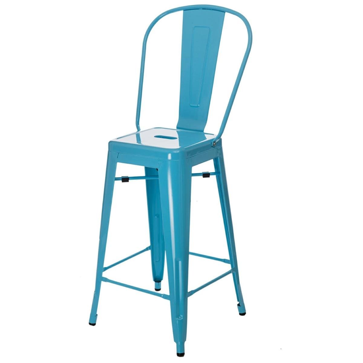 D2.Design Stołek barowy Paris Back niebieski inspirowany Tolix 41443
