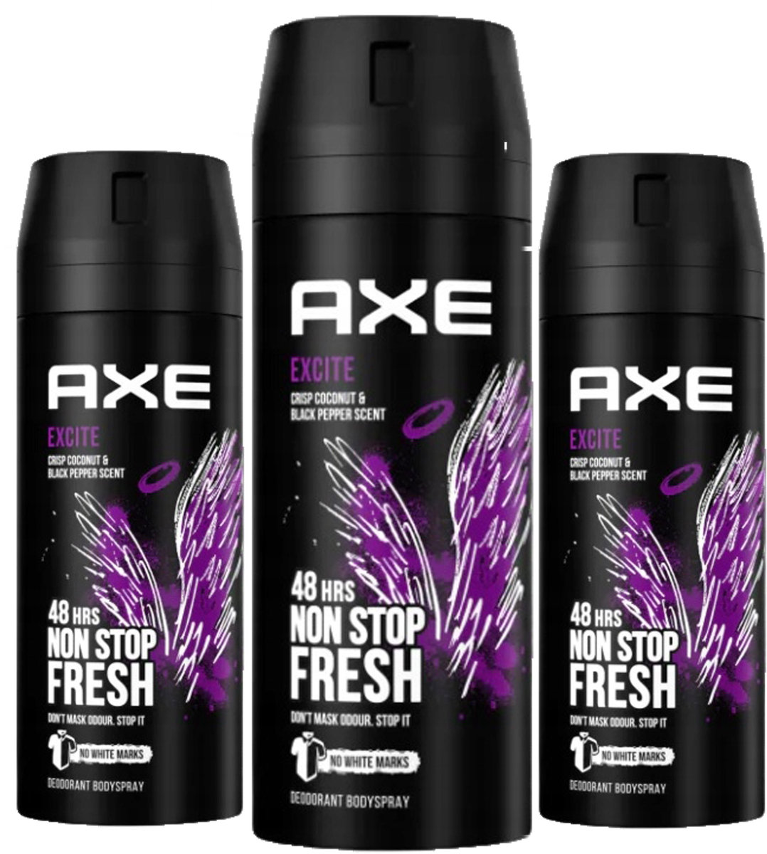 Axe Excite, Dezodorant w aerozolu, 3x150ml