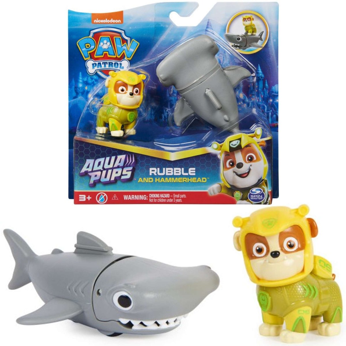 Psi Patrol Zestaw Aqua Pups figurka Rubble i ryba Młot