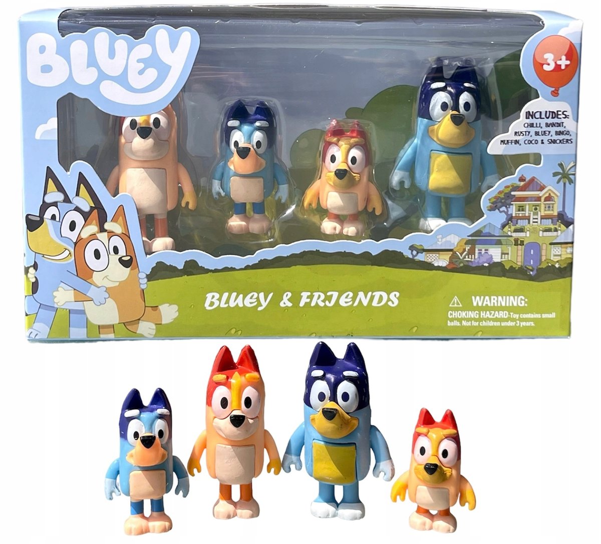 ZESTAW FIGUREK BLUEY BINGO - 4 SZT RODZINKA BLUE FIGURKI