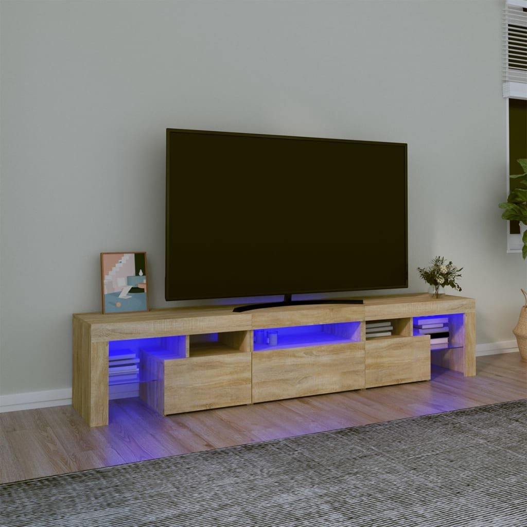 Lumarko Szafka pod TV z oświetleniem LED, dąb sonoma 200x36,5x40 cm