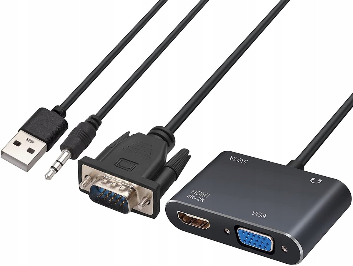 Adapter Konwerter Vga D-Sub Do Hdmi + Vga + Audio