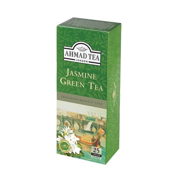 Ahmad Tea Jasmine Green Tea Herbata Zielona Jaśminowa 25 Torebek Z Zawieszką