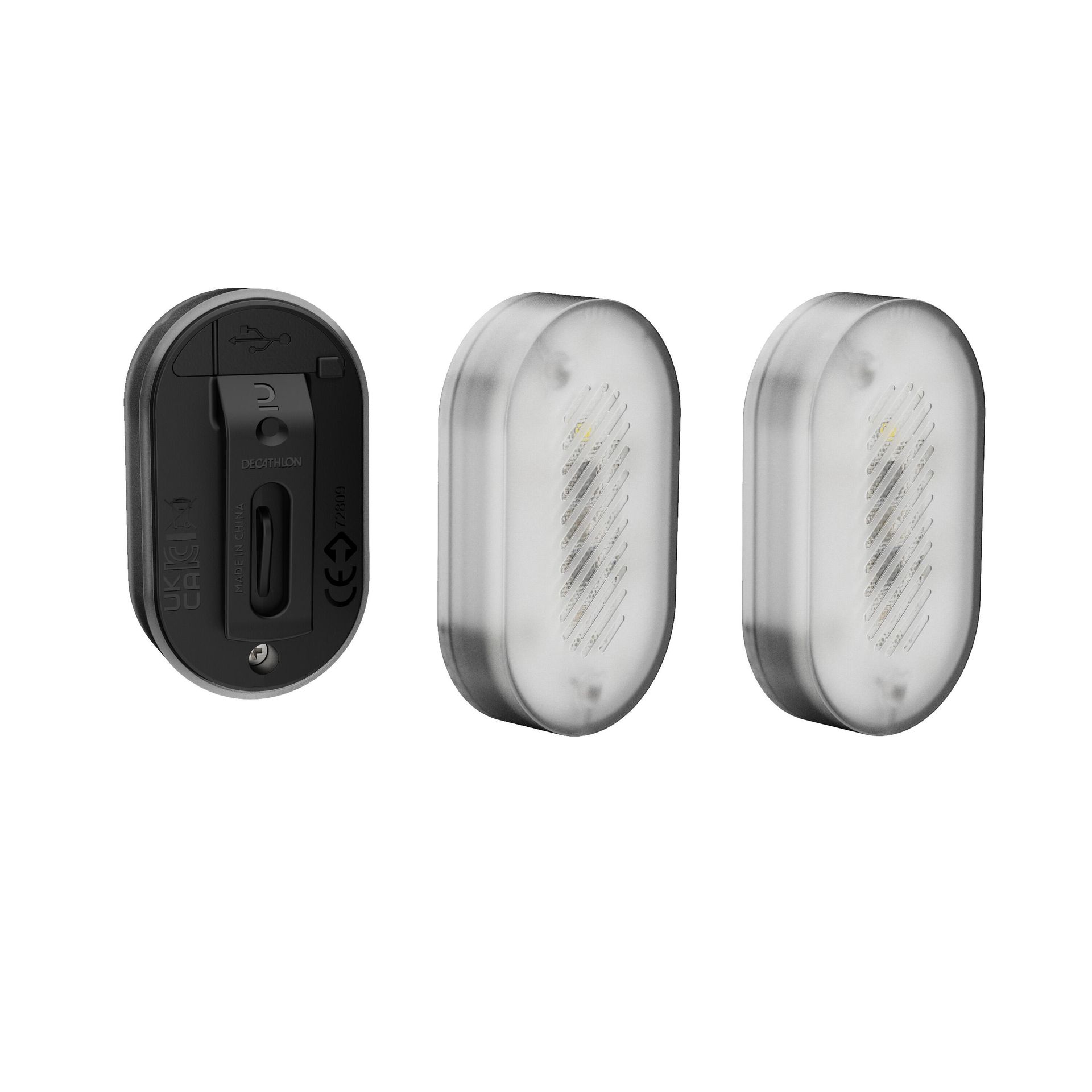 Lampki rowerowe Elops SL 510 przednia/tylna USB na zatrzask 2 szt.