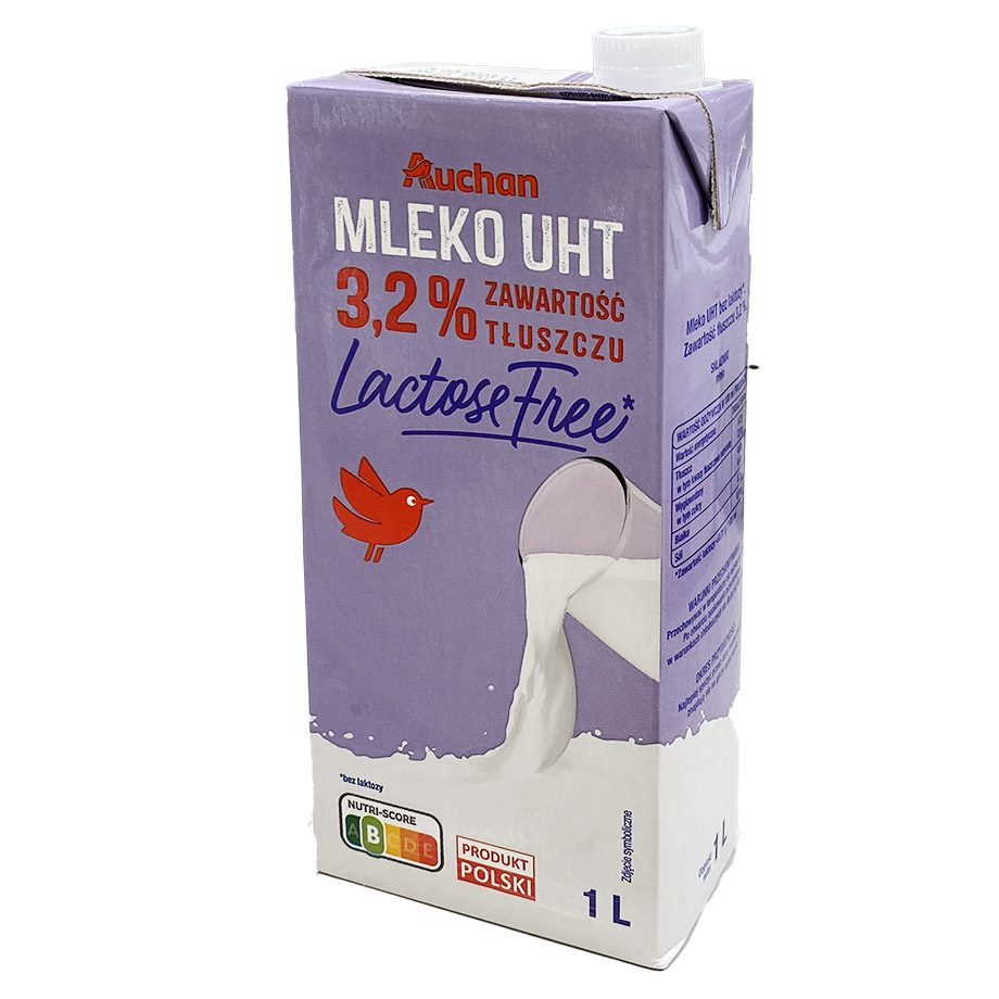 Auchan - Mleko UHT 3.2% bez laktozy 1l
