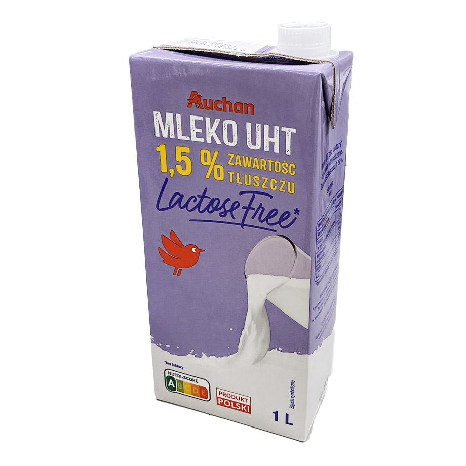 Auchan - Mleko UHT 1.5% bez laktozy 1l