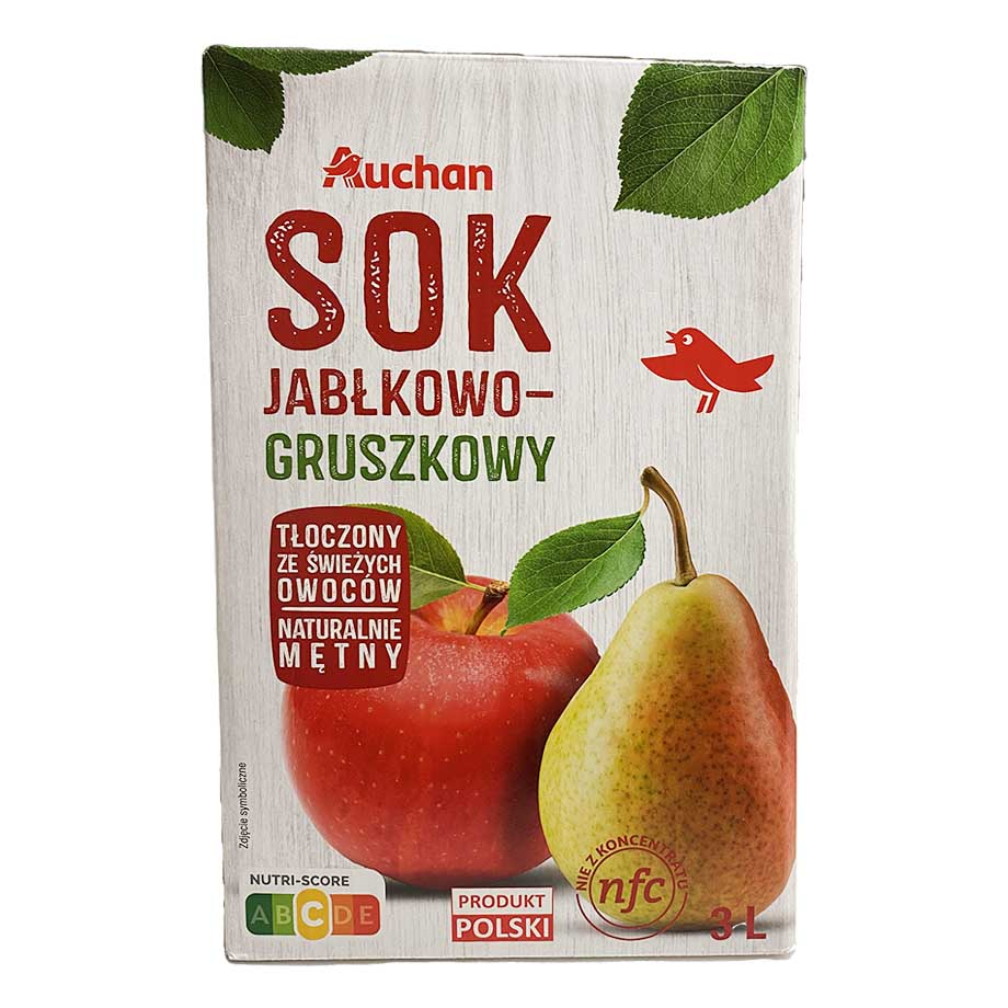 Auchan - Sok jabłkowo - gruszkowy tłoczony
