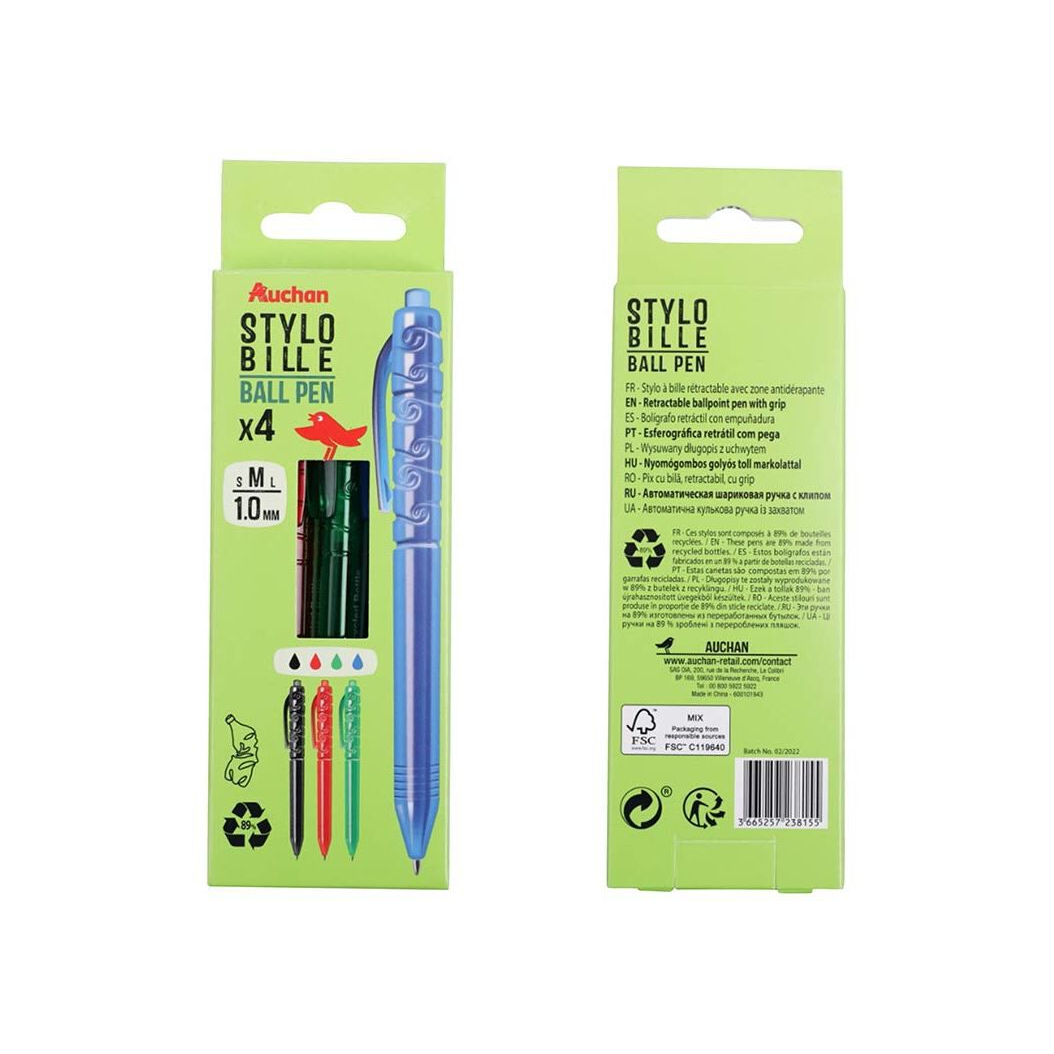Auchan - Długopis automatyczny 4 kolory