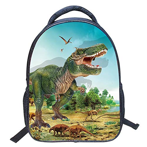 ele ELEOPTION Plecak przedszkolny, wodoszczelny, 3D, wzór dinozaura, torba szkolna, torba do przedszkola (styl ZZ43), Styl Zz43, 36 X 30 X13CM, karton