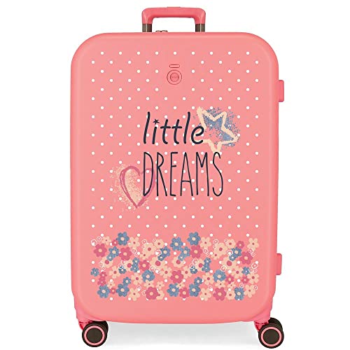 Enso Little Dreams Średniej walizki 48x70x28 cms Twarde mocowanie ABS Wbudowany 79l 4,32 kg 4 Koła Podwójne Twarde mocowanie TSA, Różowy, Talla única, średnia walizka
