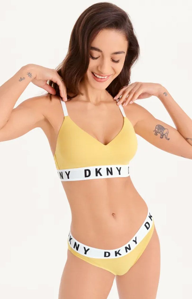 DKNY bawełniany biustonosz push-up bez fiszbinów DK4518, Kolor żółty, Rozmiar S, DKNY - Primodo.com