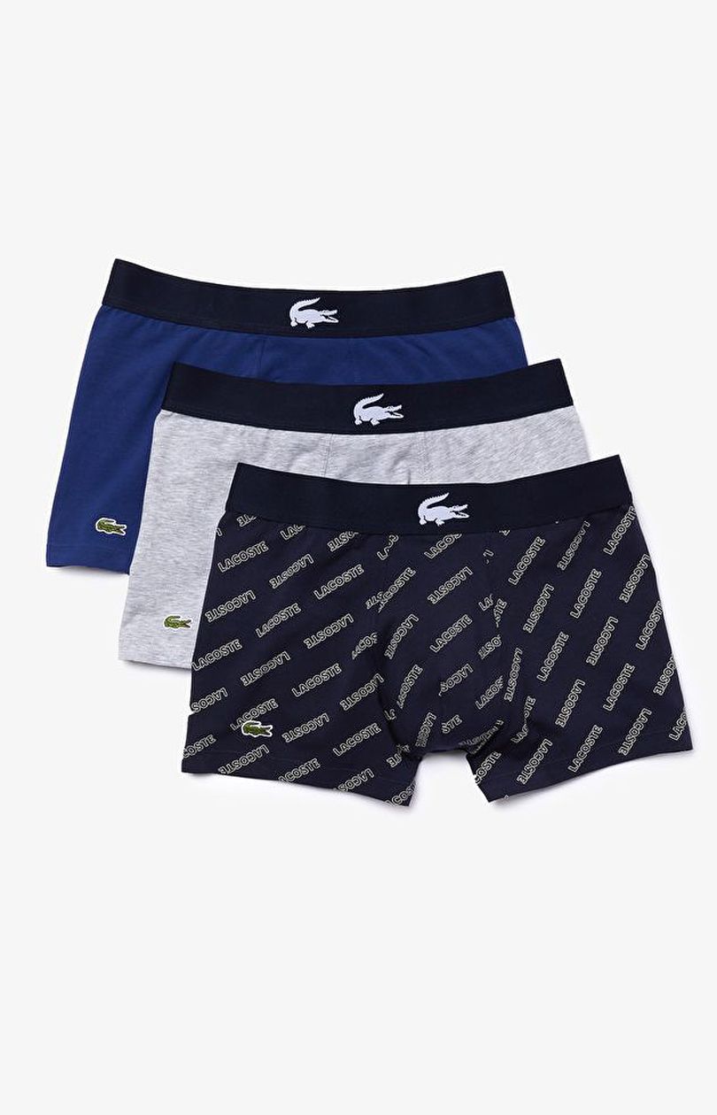 Bokserki męskie casual 5H1774 3-pack, Kolor szaro-granatowy, Rozmiar S, Lacoste - Intymna