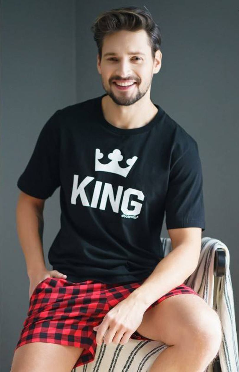 Męska piżama King kr.kr. PMB.9952, Kolor czarny, Rozmiar S, Doctor Nap - Intymna