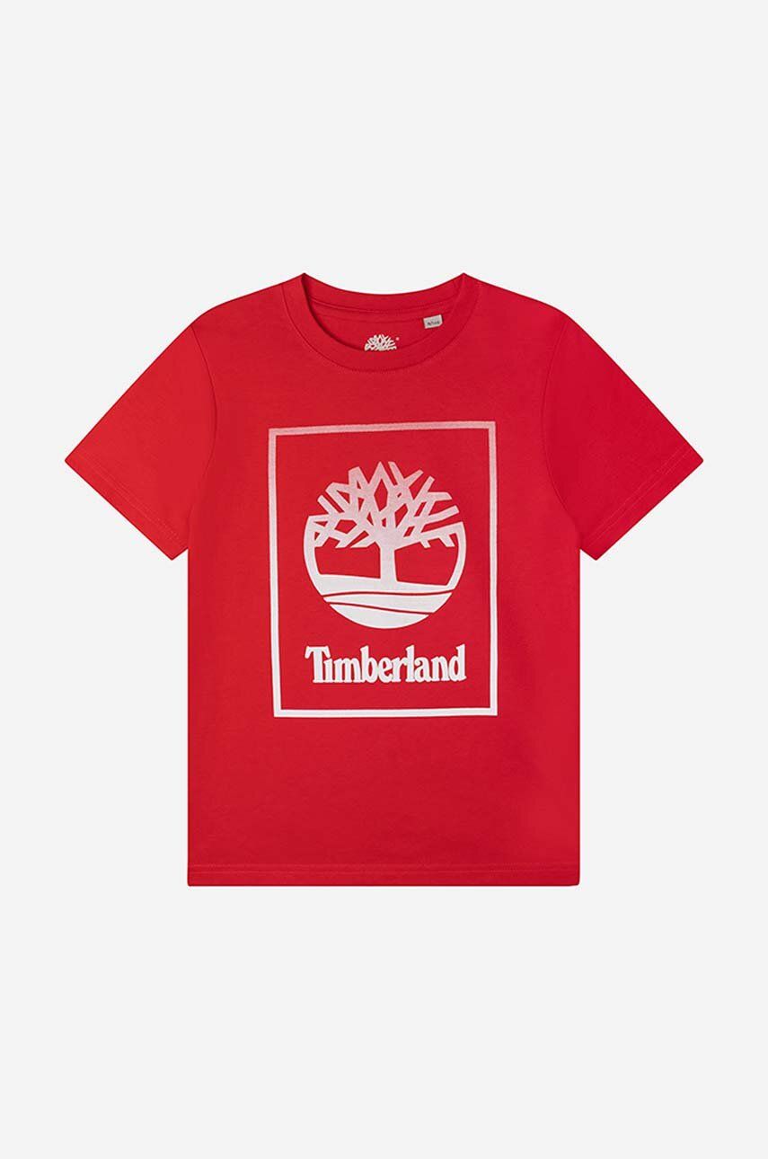 Timberland t-shirt bawełniany dziecięcy Short Sleeves Tee-shirt kolor czerwony z nadrukiem