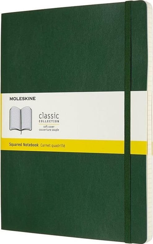 Moleskine 8053853600073 notatniki  klasyczna kolekcja Large/A5, w kratkę, miękka okładka zieleń mirtów